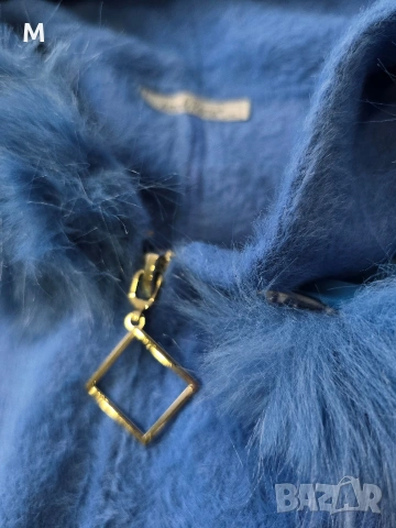 НОВА луксозна жилетка / палто с качулка с косъм в цвят:мента и син на намаление , снимка 9 - Жилетки - 53428649