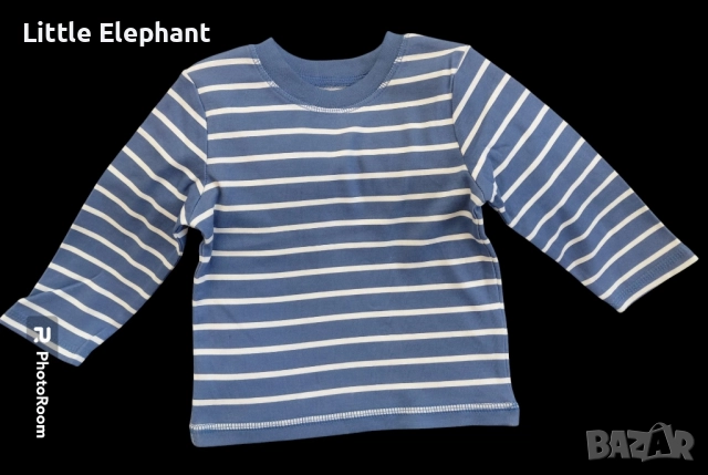 Блузка с дълъг ръкав за момченце на 9-12 месеца,тъмно синьо и бяло райе,Англия/нова