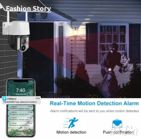 WiFi соларна камера 4G SIM карта, 8MP V380 VC3-4G, снимка 5 - HD камери - 52526700