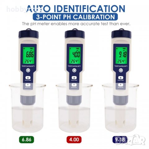 5-в-1 тестер за pH,TDS,EC, соленост, температура, WQM-303, снимка 14 - Други - 36747279