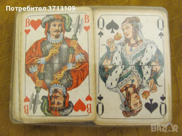 Винтидж 2 тестета карти за игра (пластмасова кутия)