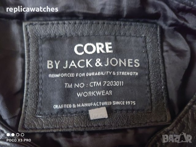 Кожено яке Jack & Jones размер S-M естествена кожа, снимка 3 - Якета - 39501743