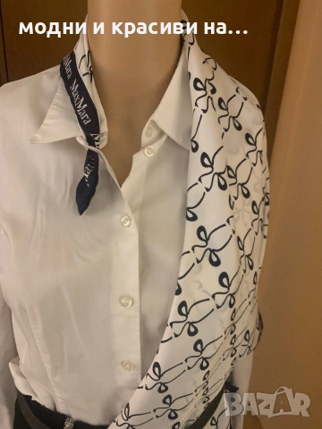 Копринен шал Max Mara, с десен щрауси, снимка 2 - Шалове - 53357722