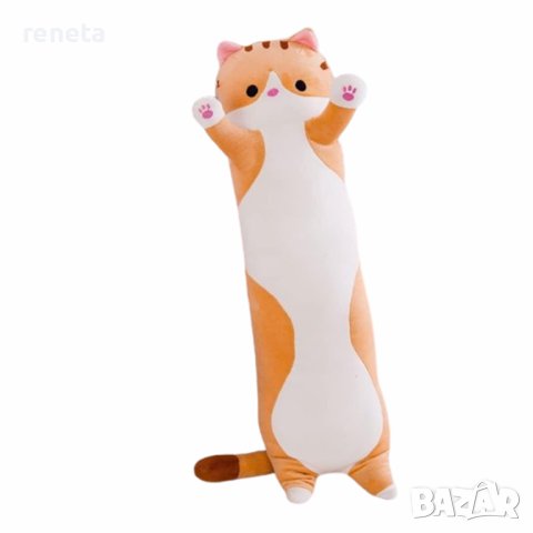 Играчка котка, Тип възглавница, Плюшена, 50 см, кафява, снимка 1 - Плюшени играчки - 44005516