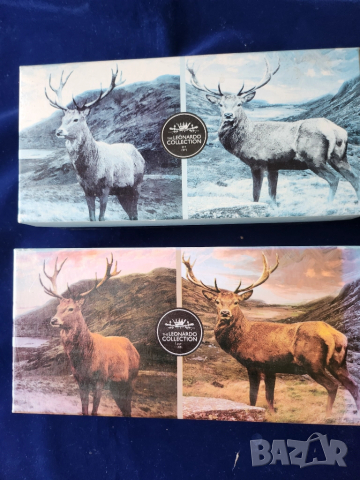 порцеланови чаши The Leonardo collеction - за чай, кафе, Англия, рисунка на елен, 2+2 бр, подаръчен , снимка 2 - Чаши - 51543235