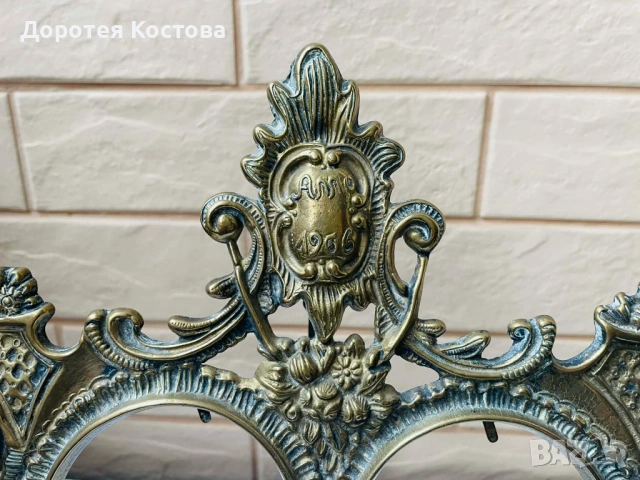 Красива 2-на месингова рамка от Англия, снимка 3 - Антикварни и старинни предмети - 53408967