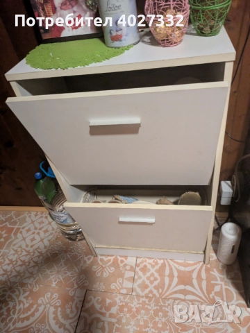 Шкаф за обувки с 2 падащи врати – бял