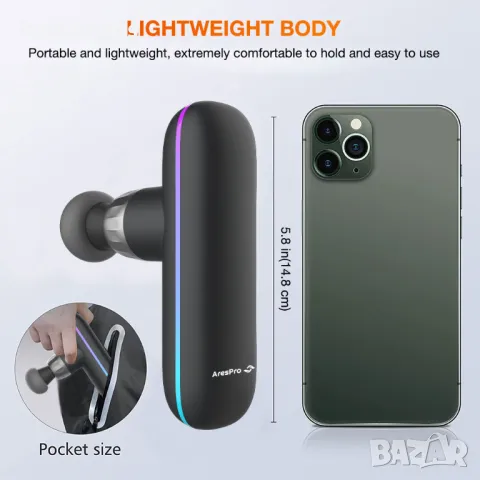 Професионален мини масажен пистолет AresPro TM305, снимка 2 - Масажори - 47686421