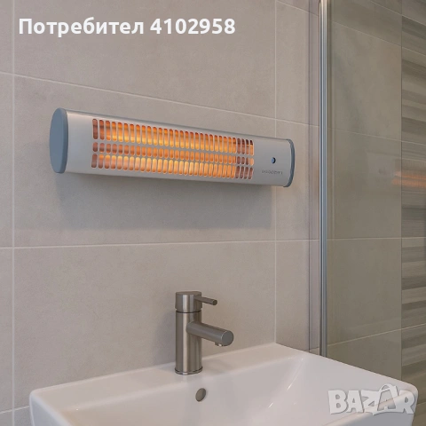 Кварцова отоплителна печка за баня Rosberg – 1200W, бял, снимка 3 - Печки, фурни - 53124922