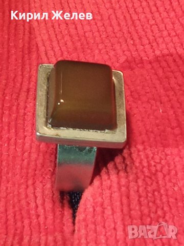 КЕХЛИБАРЕН ПОСРЕБРЕН или СРЕБЪРЕН СТАР АРТ ДЕКО ПРЪСТЕН с ГОЛЯМ НАТУРАЛЕН ШЛИФОВАН КЕХЛИБАР 58081