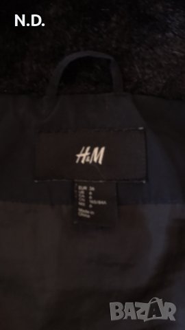 Дамско тъмносиньо яке H&M с подвижна качулка, размер 36, снимка 6 - Якета - 39126808