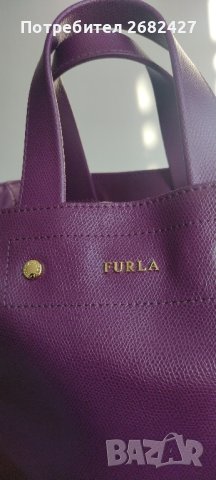 Дамска кожена чанта Furla Musa 790124 Лилава, снимка 3 - Чанти - 43685420