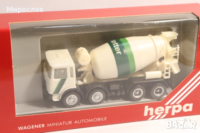 HERPA H0 1/87 MAN БЕТОНОВОЗ МИКСЕР МОДЕЛ КОЛИЧКА КАМИОН, снимка 3 - Колекции - 53371556
