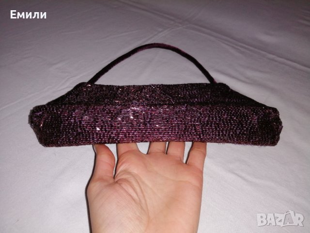 Accessorize малка дамска чанта с мъниста във виолетов цвят - със забележки, снимка 16 - Чанти - 43946030