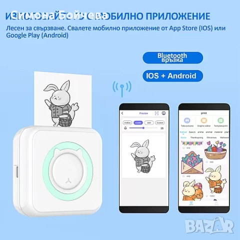 Преносим фотопринтер, използващ термичен печат (без касета с мастило), снимка 4 - Друга електроника - 52843208