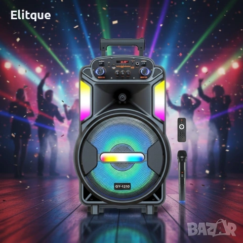 Мощна парти тонколона – двоен 8" говорител, 40W RMS, Bluetooth, караоке и LED светлини, снимка 7 - Тонколони - 53187296