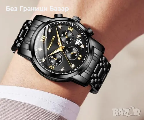 Нов Мъжки кварцов часовник хронограф с римски цифри и календар, снимка 4 - Мъжки - 49288471