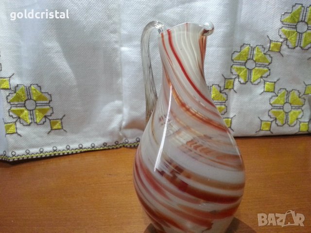 Стъклена кана тип Мурано , снимка 3 - Антикварни и старинни предмети - 43899488