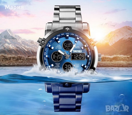 Мъжки водоустойчив часовник с черна верижка, снимка 5 - Мъжки - 32254267