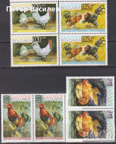 Чисти марки Фауна Птици Породи Петли 2002 от България, снимка 2 - Филателия - 50504338