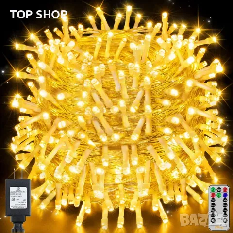 Ollny Коледни светлини Outdoor 800LED 82м, топла бяла лампа с дистанционно,8 режима