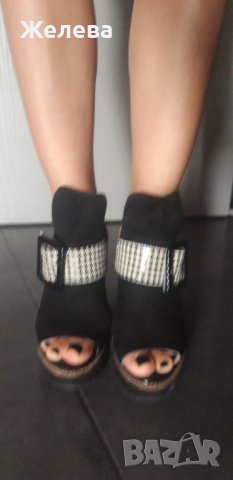 Дамски обувки, естествен велур, висок, дебел ток, снимка 4 - Дамски обувки на ток - 38044302