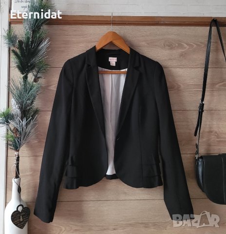 Черно сако H&M с къдричи на кръста , снимка 4 - Сака - 43201351