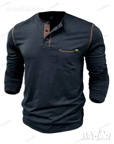 Мъжка тениска с дълъг ръкав Henley, 6цвята , снимка 11 - Тениски - 48319076