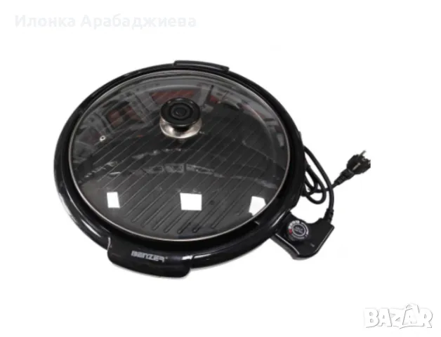 Електрическа оребрена скара, стъклен капак, снимка 2 - Скари - 48253500