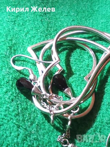 СРЕБЪРНИ ДВЕ СЪРЦА в ЕДНО - АРТ ОБЕЦИ СРЕБРО 925 с ЮВЕЛИРНО ФАСЕТИРАН МАРКАЗИТ 32642