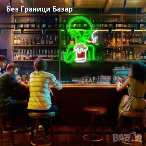 Нова Неонова светлина Alien LED за стена – декор за бар, игрална стая, снимка 4 - Декорация за дома - 47275437