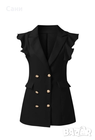 Черен дълъг елек , снимка 6 - Елеци - 51631964