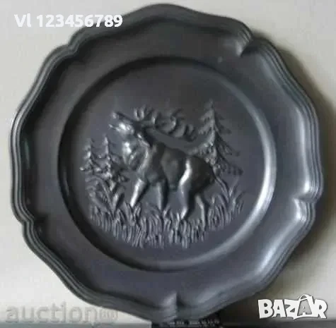 Чиния, калай, декоративна, Благороден Елен- 220 мм