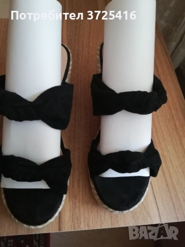 Дамски сандали, номер 36, плетена цяла подметка, ток 8 см, снимка 2 - Сандали - 51468226