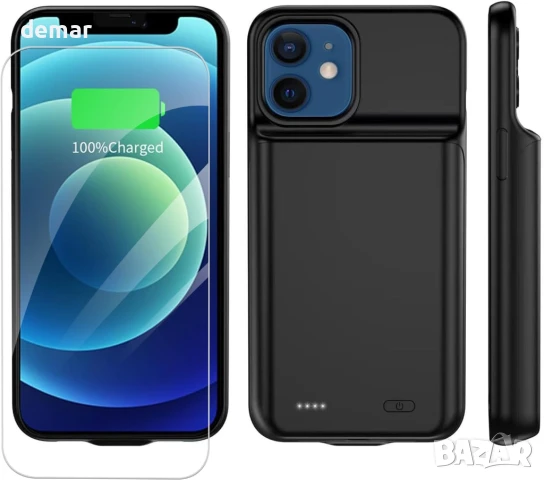 YISHDA калъф с батерия за iPhone 12 Mini/13 Mini (5.4 инча, черен), 6800mAh