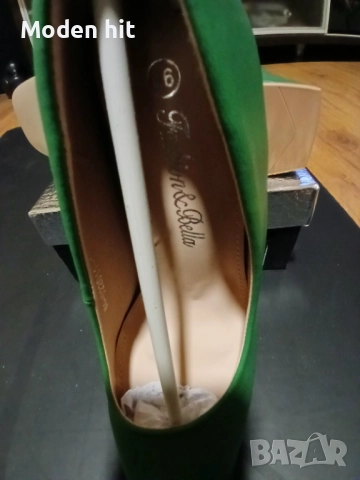 Нови елегантни дамски обувки в зелено /дебел ток и платформа/, снимка 7 - Дамски обувки на ток - 51677098