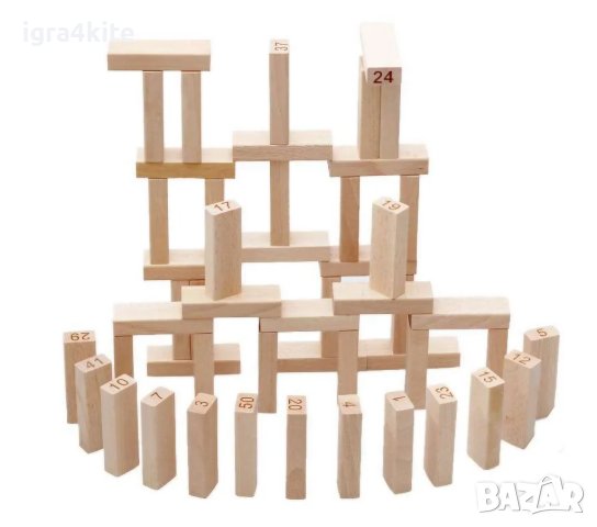 Дървена Дженга Кула с 4 зара и 54 блокчета JENGA / дървен строител , снимка 3 - Образователни игри - 26162136