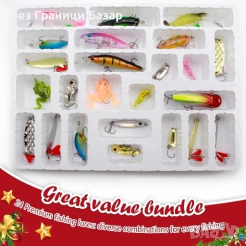 Нов Коледен календар с 24 риболовни примамки за мъже риболов подарък, снимка 6 - Такъми - 52655902