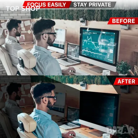 VINTEZ 24 инча 2 броя Филтър за поверителност на компютъра за широкоекранен монитор 16:9, снимка 4 - Друга електроника - 49938041