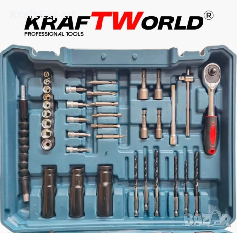 KraftWorld Акумулаторен Ударен Гайковерт 24V 4Ah – 850Nm + Куфар и 35 Части!, снимка 5 - Винтоверти - 50482456
