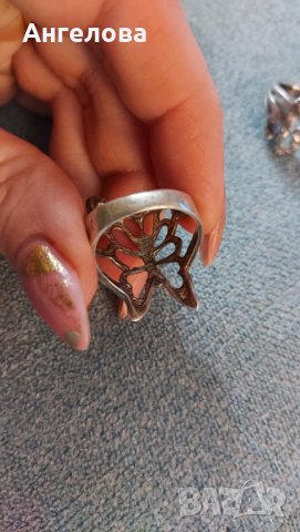 Сребърен пръстен 925 - пеперуда, снимка 4 - Пръстени - 40351911