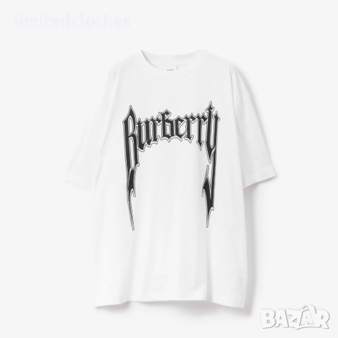 BURBERRY White Gothic Rock Logo Print Oversized Мъжка Тениска size XL