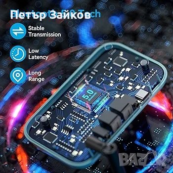 SOOMFON Bluetooth трансмитер приемник, 3 в 1 Bluetooth 5.0 аудио адаптер за 2 слушалки с LCD дисплей, снимка 4 - Друга електроника - 43279192