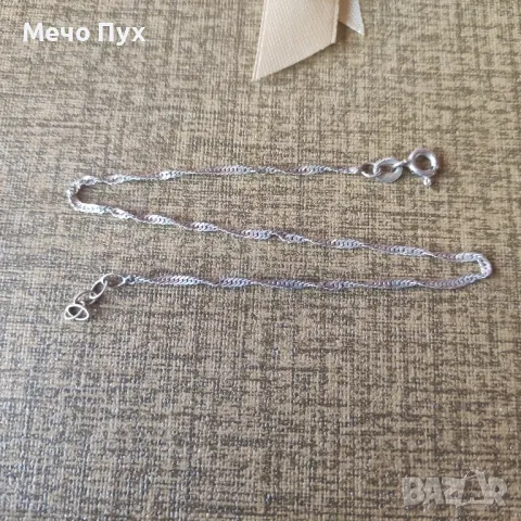 Сребърна гривна за крак (294), снимка 5 - Гривни - 48098009