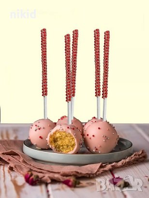 10 бр клечки за близалки с камъчета лолипопс cake pops кейк попс, снимка 7 - Други - 35053248