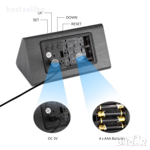Стаен настолен електронен лед часовник големи цифри термометър на ток, снимка 8 - Други - 28967321