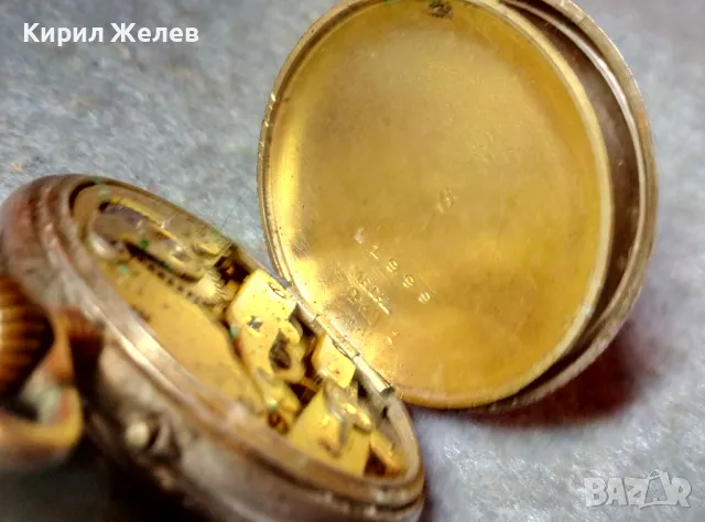 Стар ШВЕЙЦАРСКИ СРЕБЪРЕН ДЖОБЕН ЧАСОВНИК СРЕБРО 800 с ПОЗЛАТЕНА РЕТРО ОРНАМЕНТИКА 48847, снимка 6 - Джобни - 48035285