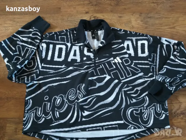 Adidas Allover Print Doubleknit Half Zip Sweatshirt - страхотно дамско горнище КАТО НОВО Л, снимка 6 - Спортни екипи - 48492980