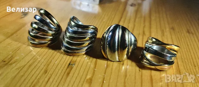 Пръстени стомана и позлата, снимка 1