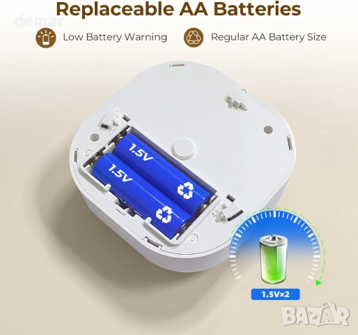 Hapippofa Димна аларма за дома, сменяема батерия, LED индикатор и бутон за заглушаване, снимка 5 - Други стоки за дома - 51996559